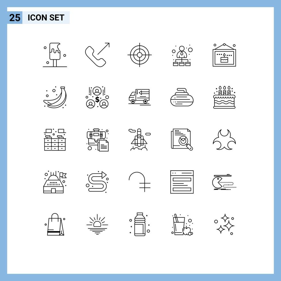 conjunto de pictogramas de 25 linhas simples de elementos de design de vetores editáveis de hierarquia de negócios de rede de celebração