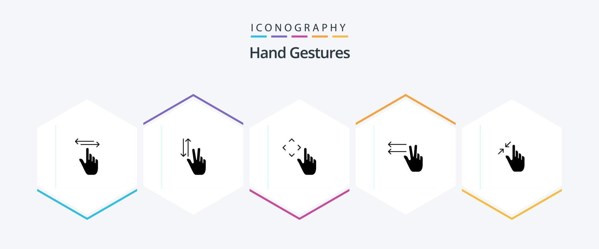 gestos de mão 25 pacote de ícones de glifo incluindo contrato. gesto. acima. dedos. gestos vetor