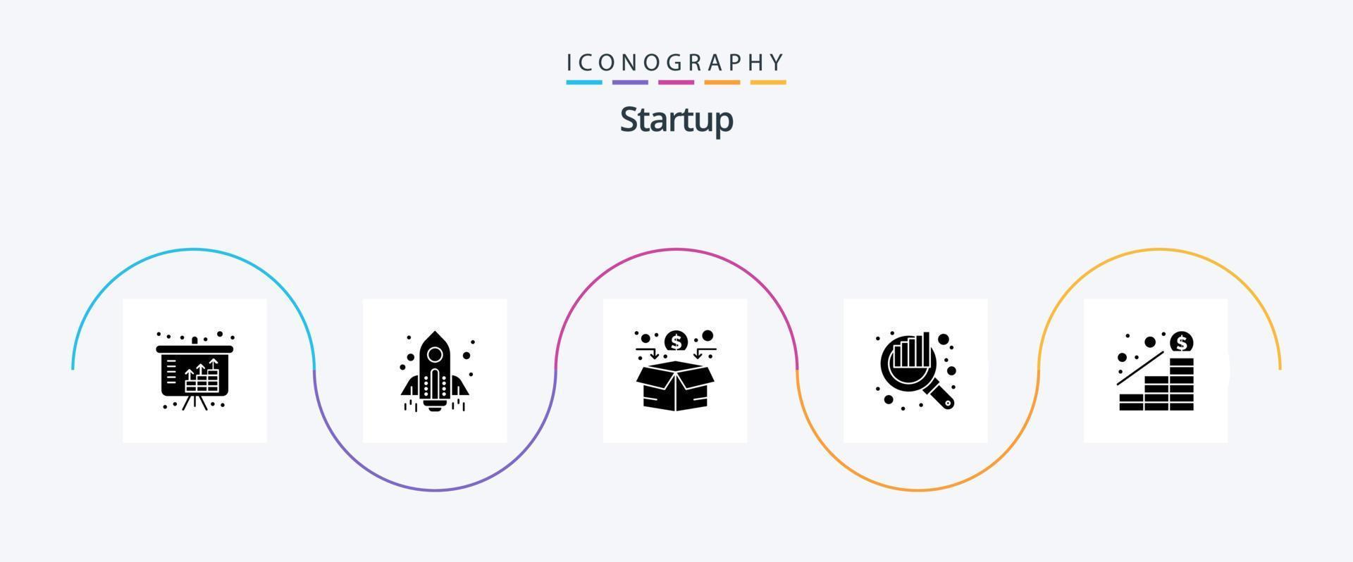 pacote de ícones de glifo 5 de inicialização, incluindo aumento. seo. financiamento. procurar. auditoria vetor