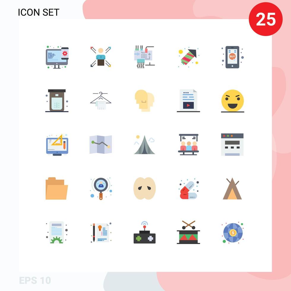 pacote de interface do usuário de 25 cores planas básicas de peças de trabalho de fogo engenharia humana personalize elementos de design vetorial editáveis vetor