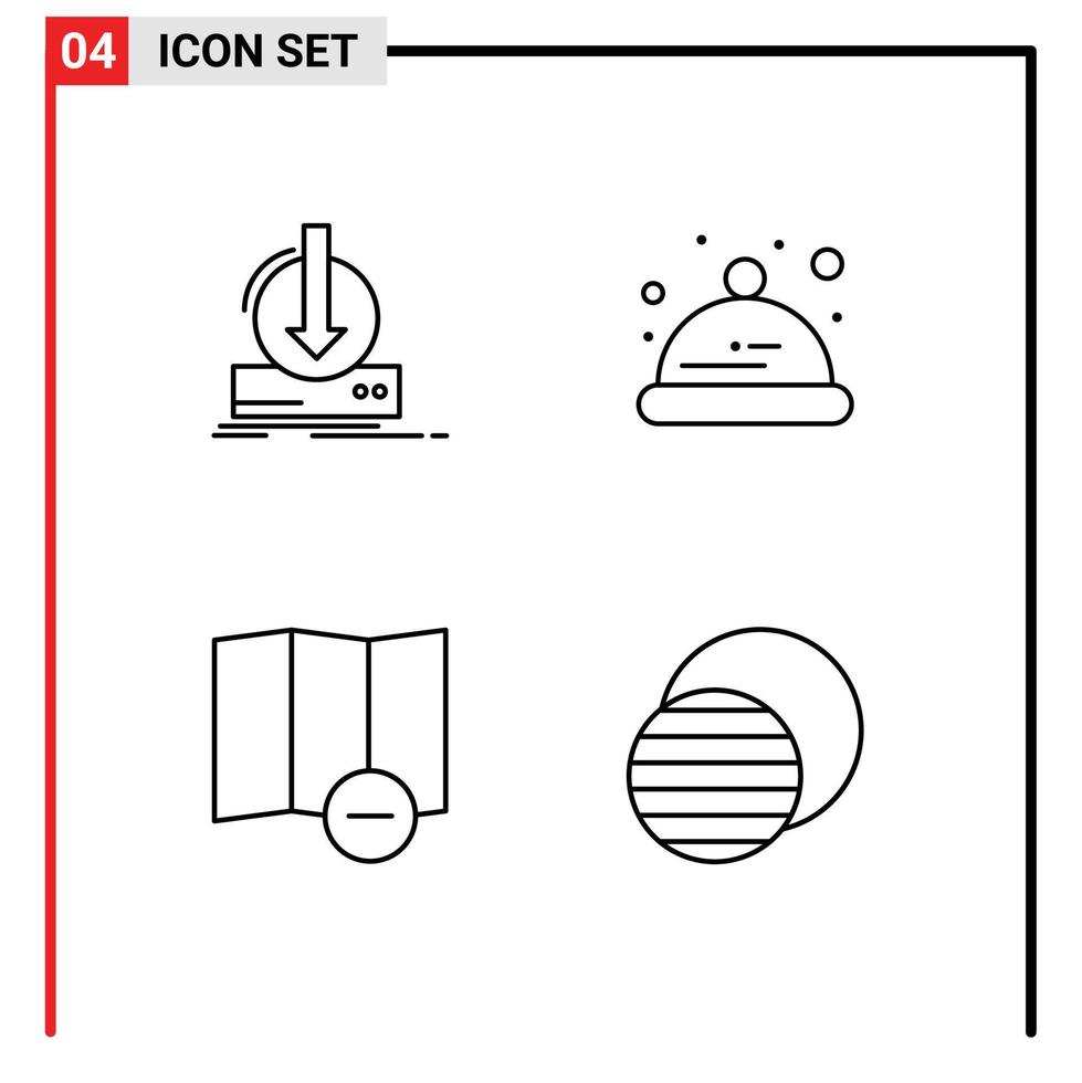 grupo de símbolos de ícone universal de 4 cores planas de linha preenchida modernas de download de mapa de adição elementos de design de vetores editáveis de ciência de chapéu
