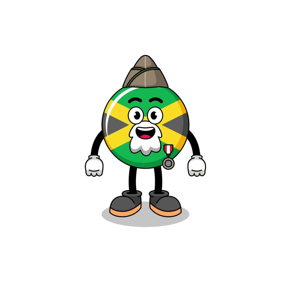 desenho de personagem da bandeira da jamaica como veterano vetor