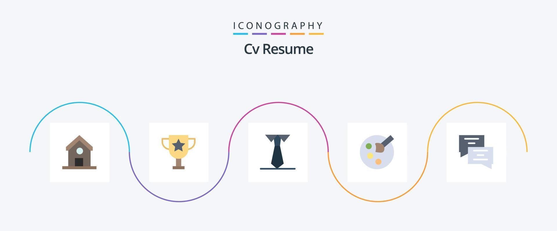 cv resume flat 5 icon pack incluindo . mensagem. estudar. Educação. pintar vetor