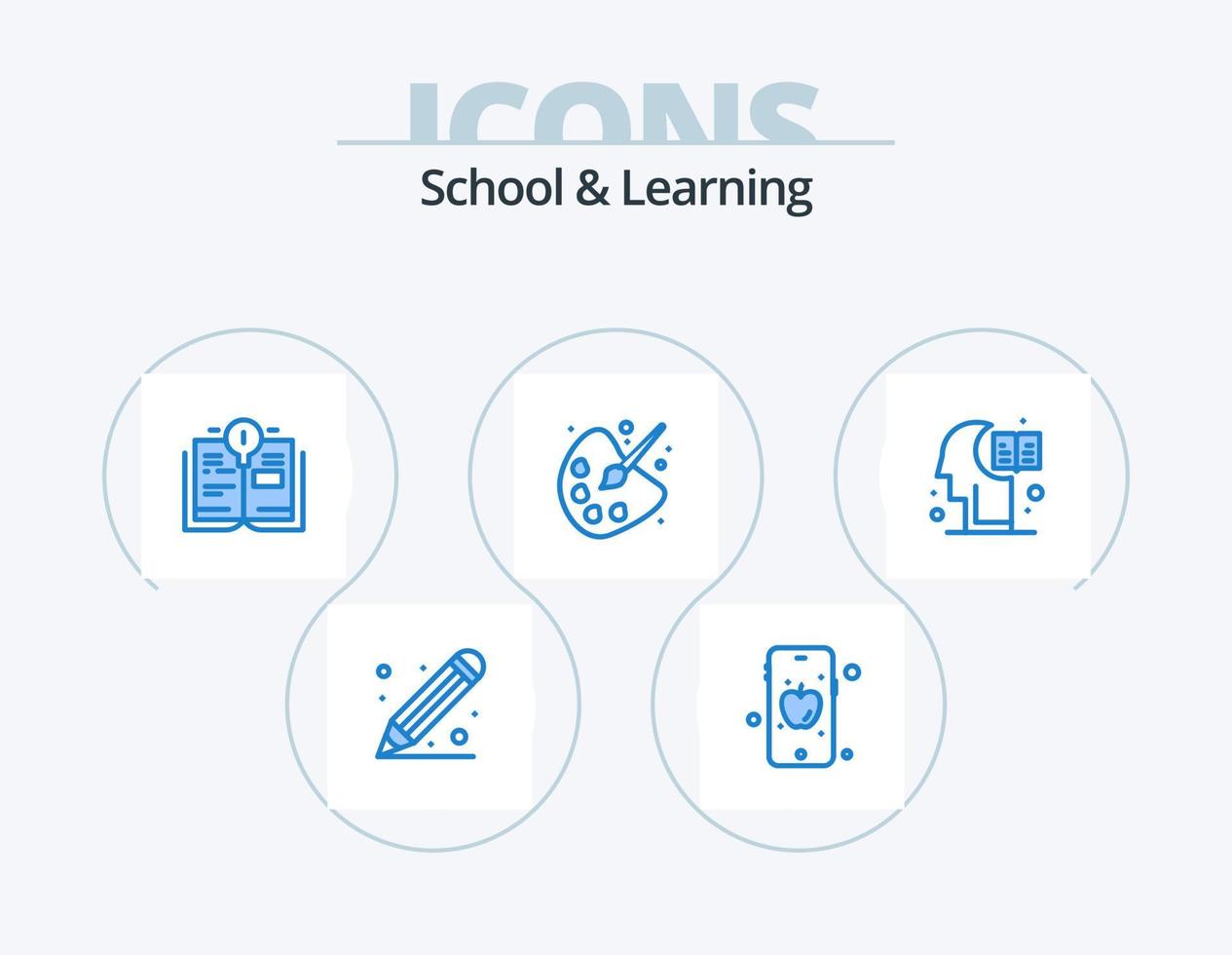 escola e aprendizagem azul icon pack 5 design de ícone. conhecimento. Educação. Educação. cérebro. Educação vetor