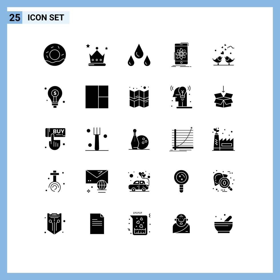 25 ícones criativos, sinais e símbolos modernos de amor, noiva, ciência do tempo, elementos de design de vetores editáveis móveis