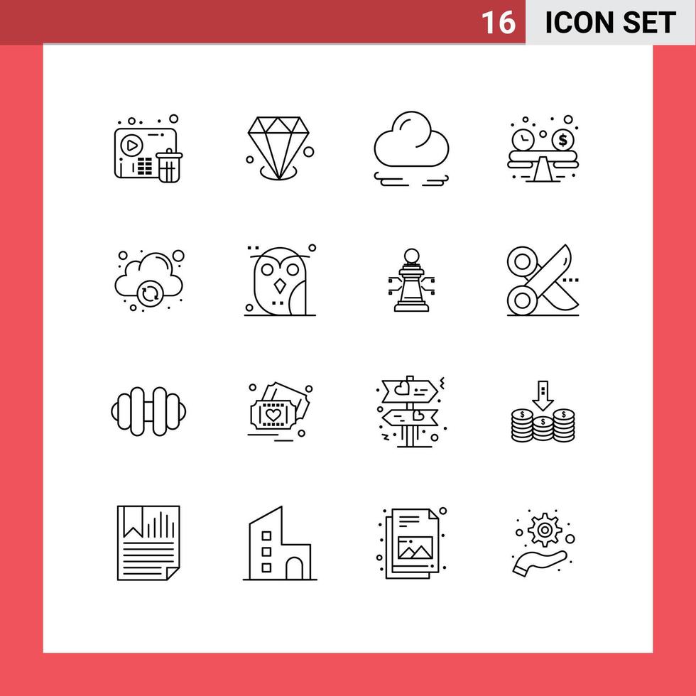 16 pacote de esboço de interface de usuário de sinais e símbolos modernos de computação animal planejamento de orçamento de nuvem de vento elementos de design de vetores editáveis