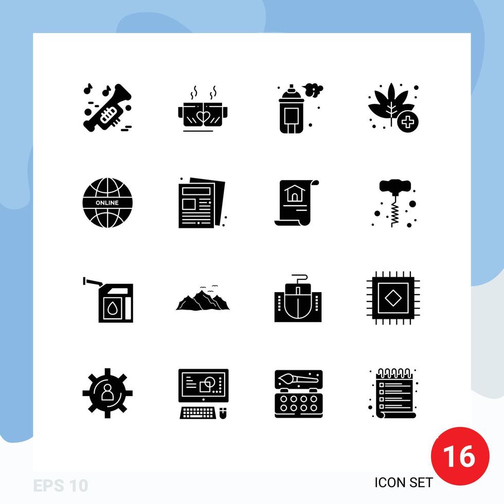 conjunto de 16 sinais de símbolos de ícones de interface do usuário modernos para elementos de design de vetores editáveis de pintura médica de casamento de medicina global