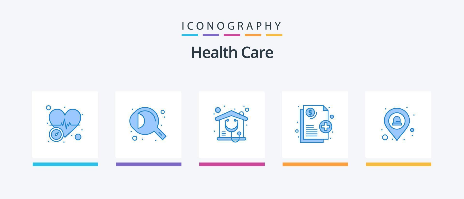 pacote de ícones azul 5 de cuidados de saúde, incluindo emergência. lar. médico. saúde. design de ícones criativos vetor