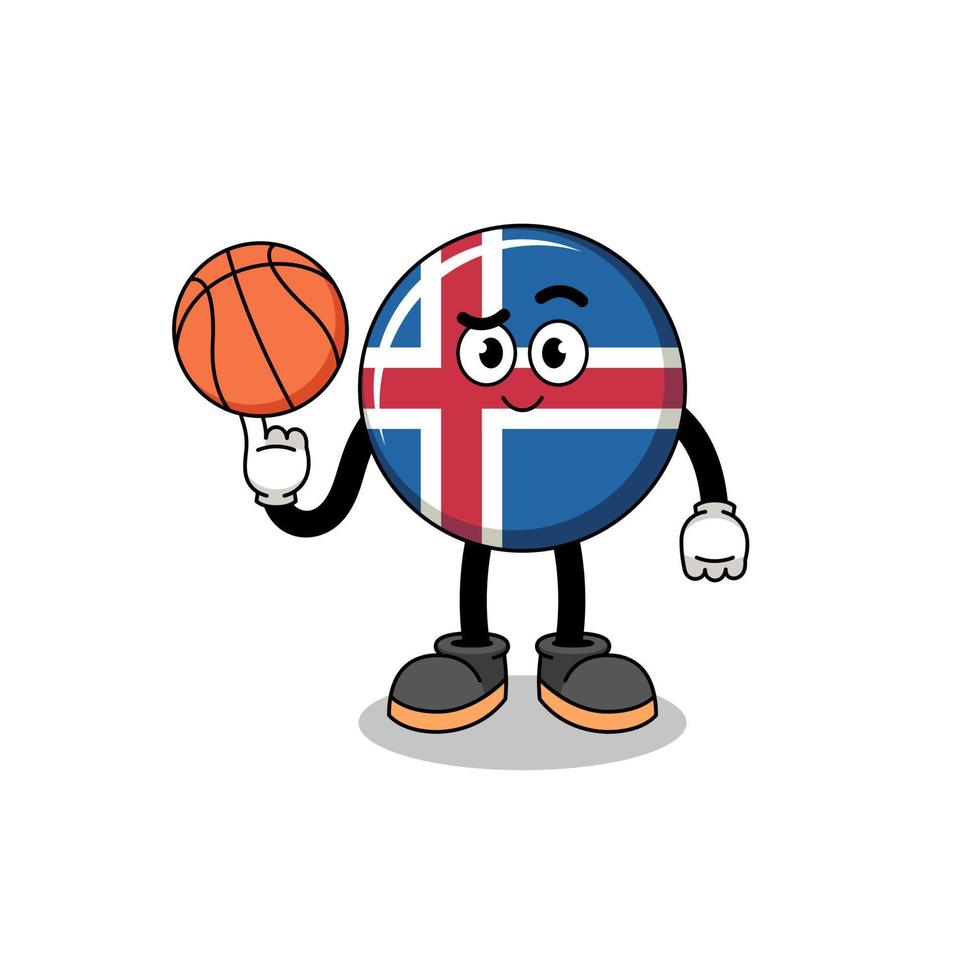 ilustração da bandeira da islândia como jogador de basquete vetor