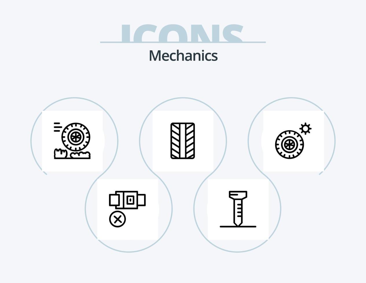 ícone da linha de mecânica pack 5 design de ícone. . . pneus. óleo. motor vetor