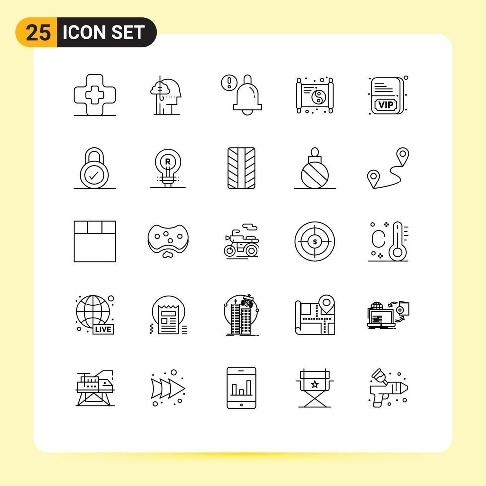 pacote de interface de usuário de 25 linhas básicas de ano de alarme de cartão vip novos elementos de design de vetores editáveis