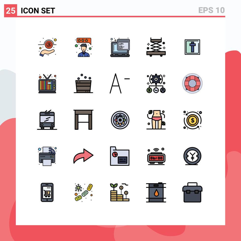 conjunto de pictogramas de 25 cores planas de linha preenchida simples de sinais de elementos de design de vetores editáveis da indústria javascript de páscoa