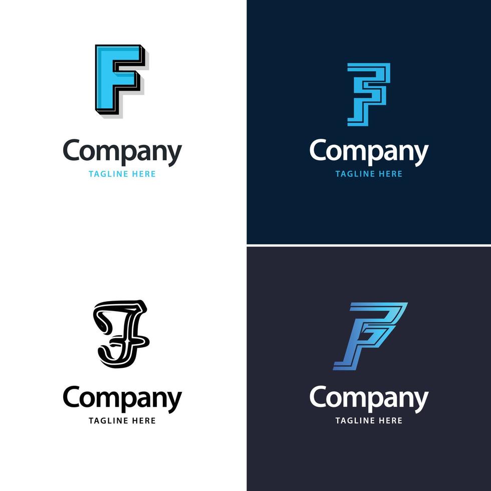 letra f design de pacote de logotipo grande design criativo de logotipos modernos para o seu negócio vetor