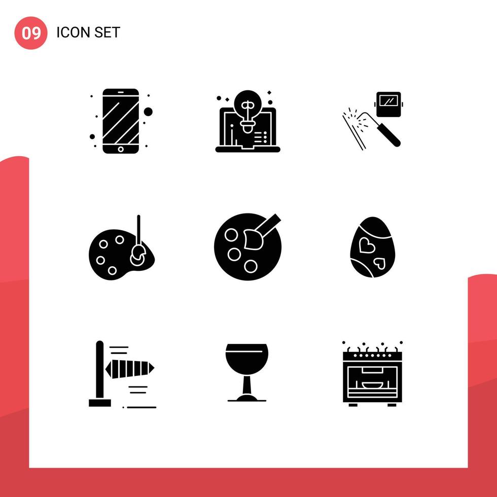 9 interface do usuário pacote de glifos sólidos de sinais e símbolos modernos de desenho desenho soldagem desenhar elementos de design vetorial editáveis da indústria vetor