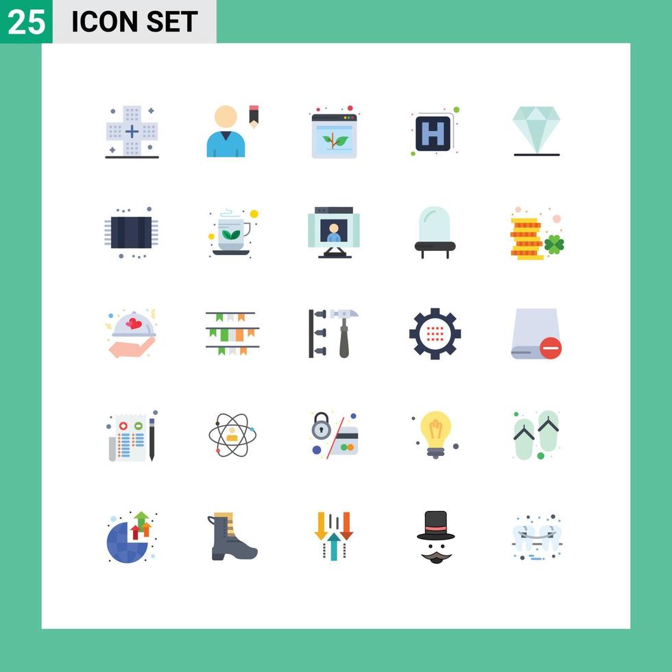 pacote de interface do usuário de 25 cores planas básicas de elementos de design de vetores editáveis de sinal de seta de diamante rico