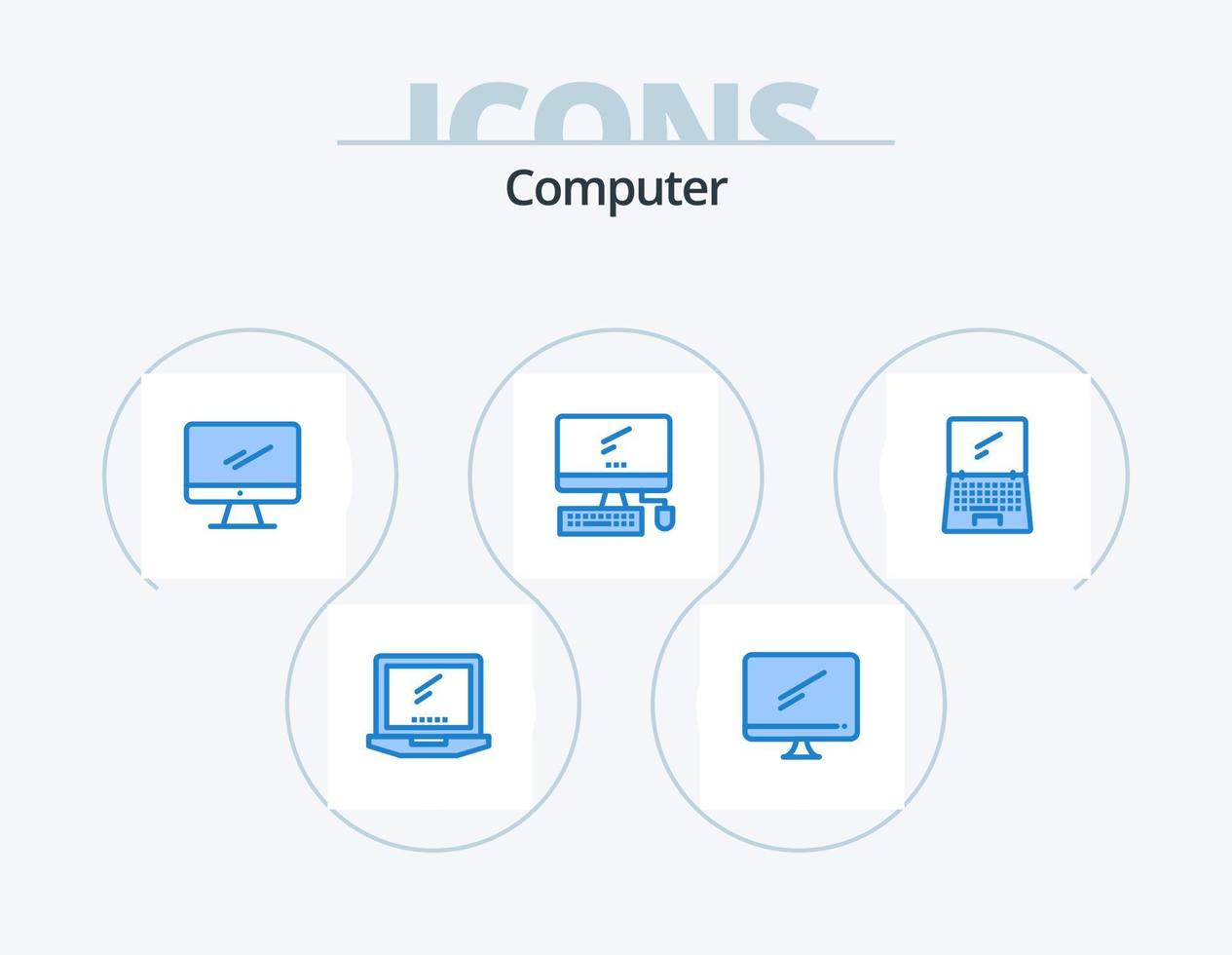 design de ícones do pacote de ícones azuis do computador 5. . . imac. móvel. dispositivo vetor