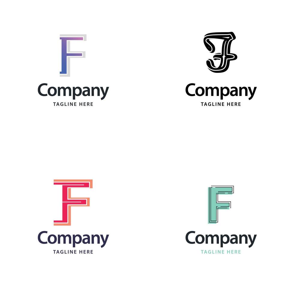 letra f design de pacote de logotipo grande design criativo de logotipos modernos para o seu negócio vetor