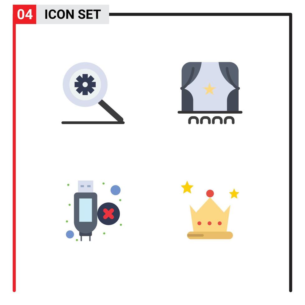 pacote de ícones planos de 4 símbolos universais de controle hdmi audiência filme prêmio editável elementos de design vetorial vetor