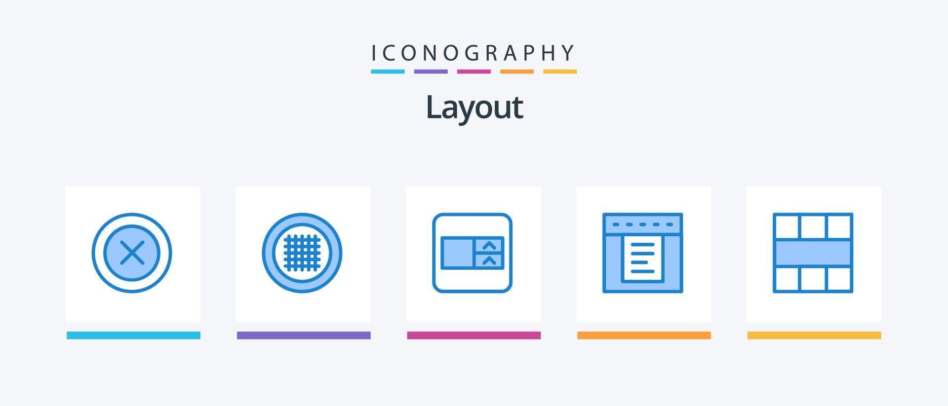 pacote de ícones de layout azul 5, incluindo layout. grade. forma. quadro. guias. design de ícones criativos vetor