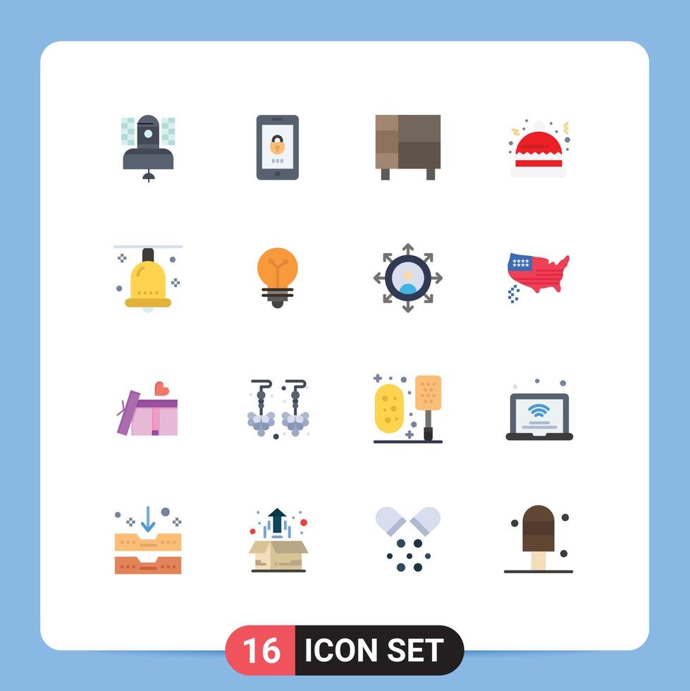 pacote de interface do usuário de 16 cores planas básicas de chapéu de sino segurança casa de natal pacote editável de elementos de design de vetores criativos