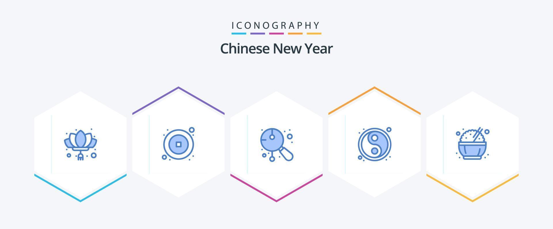 pacote de ícones azuis do ano novo chinês 25, incluindo o ano. lunar. ano. chinês. instrumento vetor