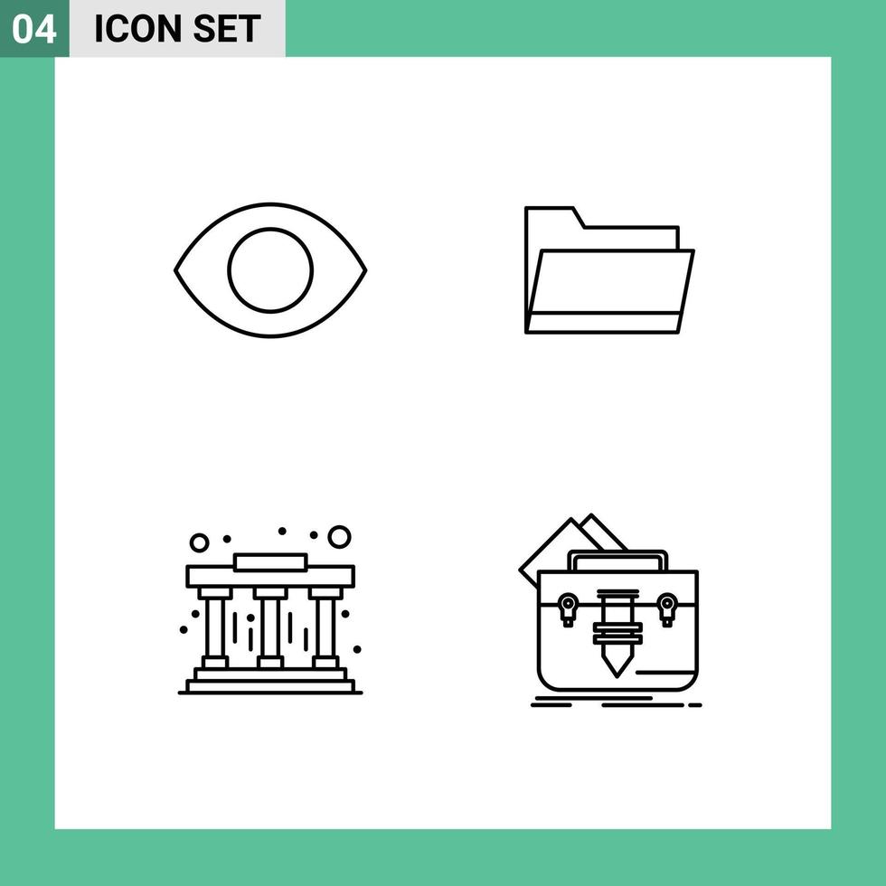 pacote de interface do usuário de 4 cores planas básicas de linha preenchida de pilares oculares portfólio de dados de visão elementos de design vetorial editáveis vetor