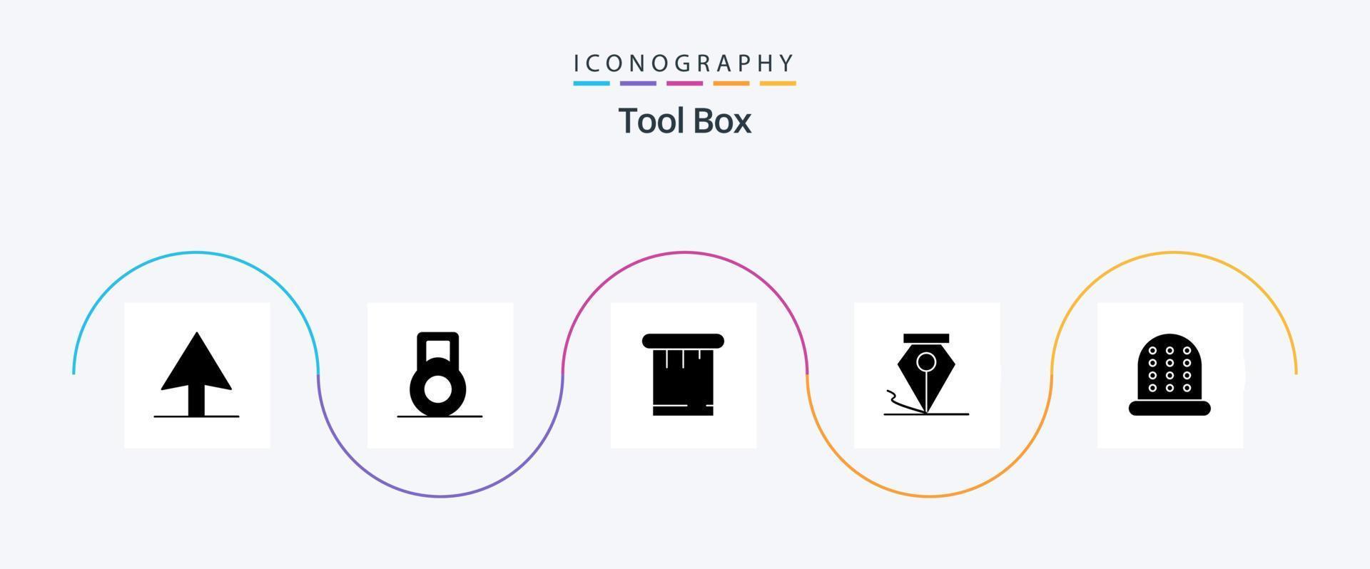 pacote de ícones de glifo 5 de ferramentas, incluindo . de costura. vetor