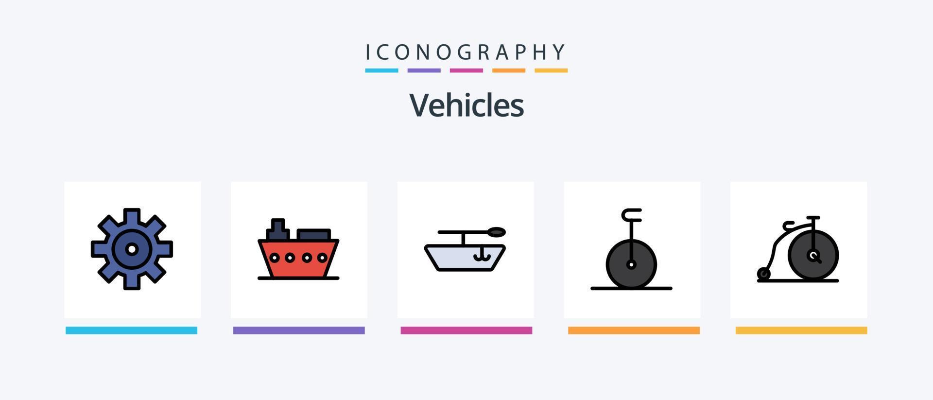 linha de veículos cheia de 5 ícones incluindo . transporte. bote. design de ícones criativos vetor