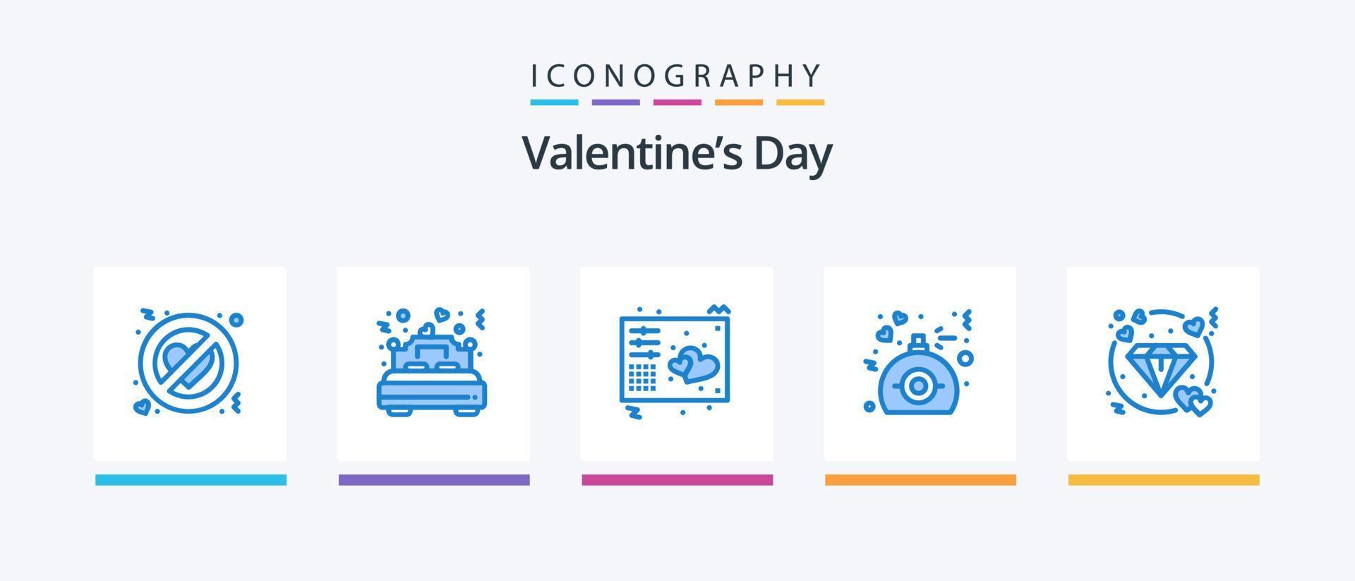 pacote de ícones do dia dos namorados azul 5, incluindo presente. amor. romance. presente. midi. design de ícones criativos vetor