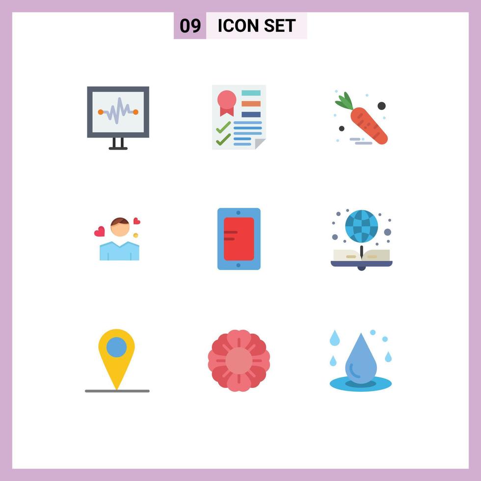 conjunto de 9 sinais de símbolos de ícones de interface do usuário modernos para pessoa móvel avatar homem elementos de design de vetores editáveis