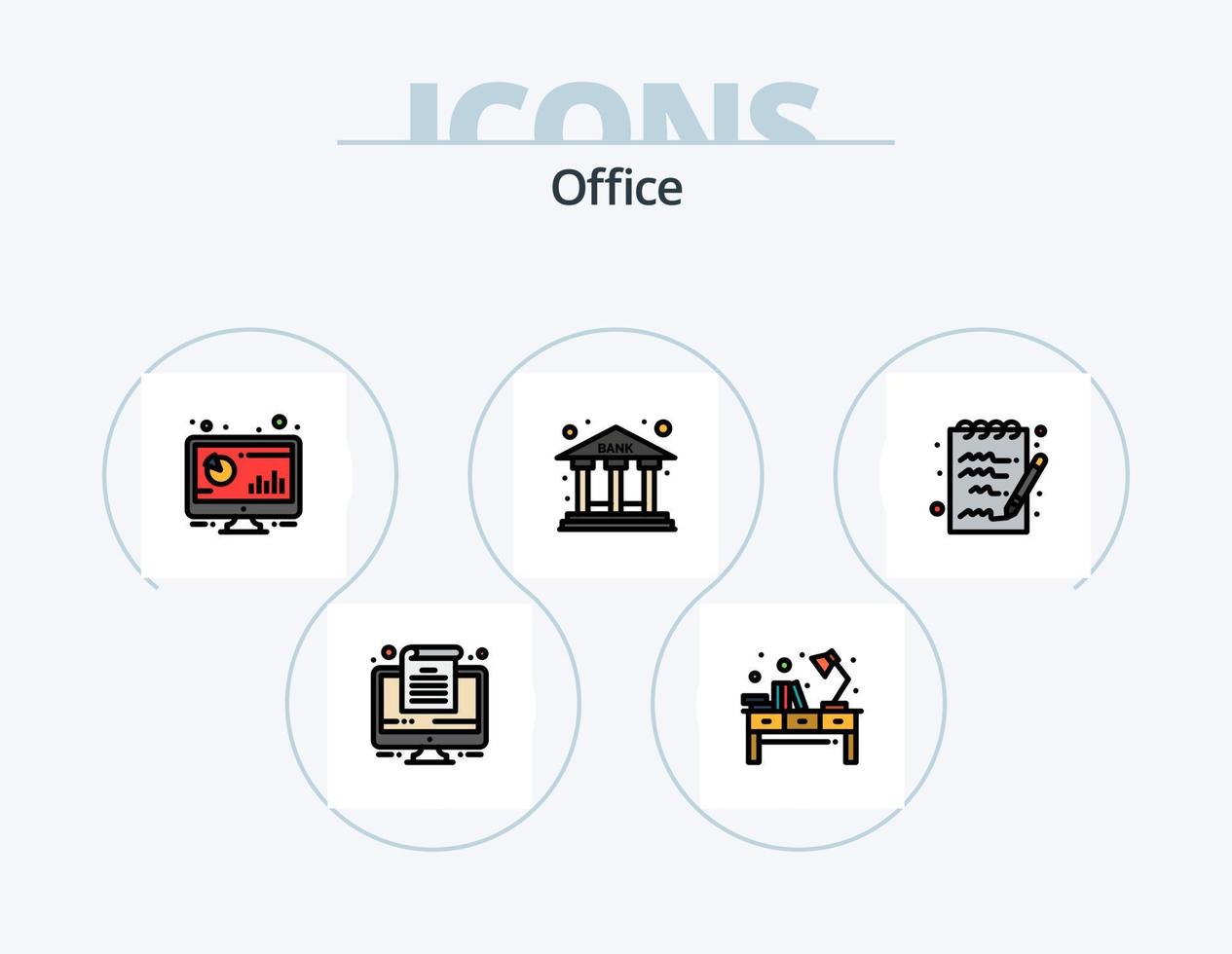 linha de escritório cheia de ícones do pacote 5 design de ícones. . escritório. computador. negócios. calendário vetor