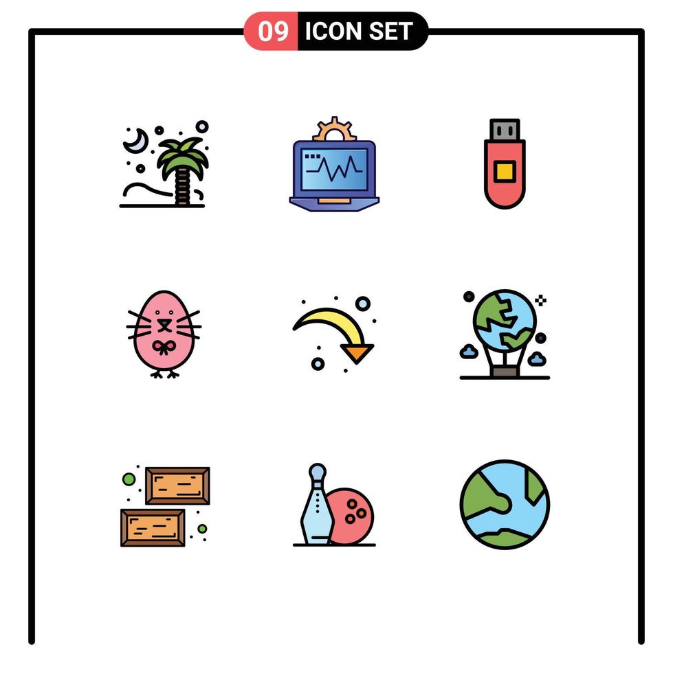 9 ícones criativos, sinais e símbolos modernos de recarregar elementos de design de vetores editáveis de frango bebê de computação feliz