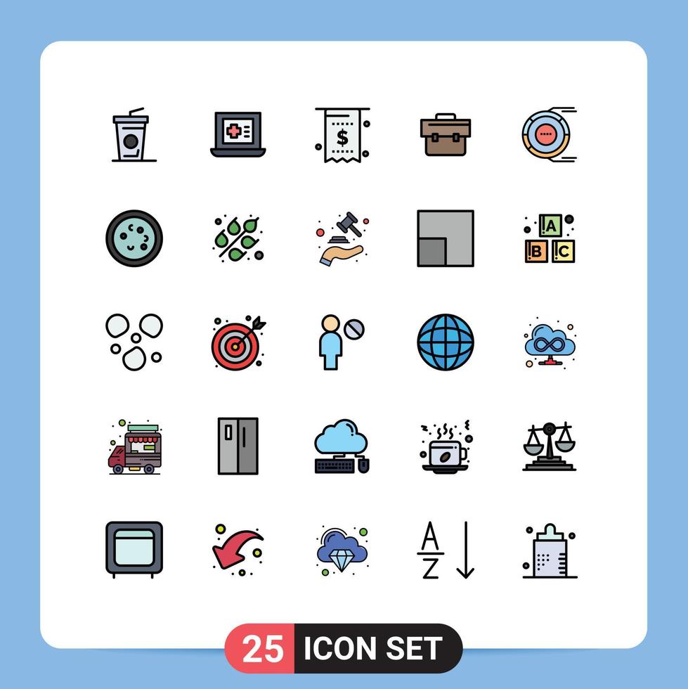 Conceito de cor plana de 25 linhas preenchidas para sites móveis e aplicativos, alocação de diagramas, fatura, portfólio, maleta, elementos de design vetorial editáveis vetor