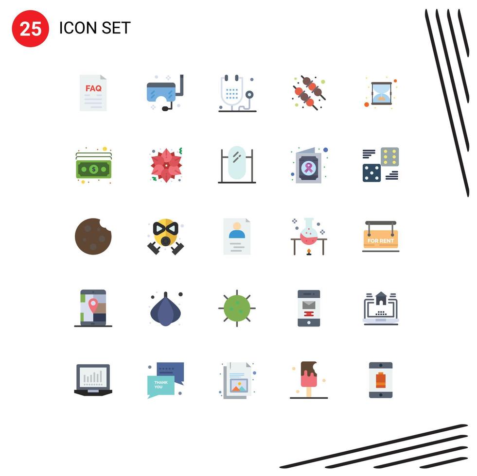 25 ícones criativos, sinais modernos e símbolos de comida, churrasco, mar, medicina, forma, elementos de design vetorial editáveis vetor