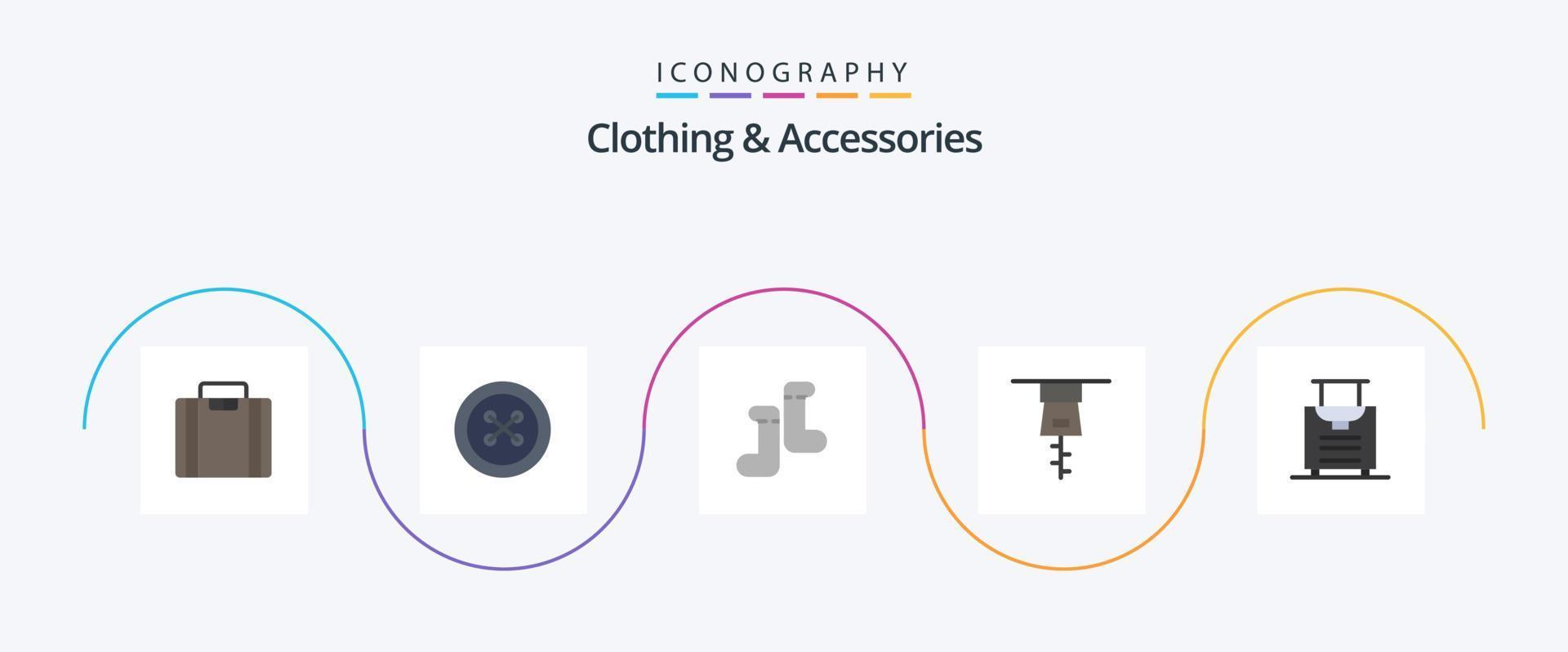 roupas e acessórios flat 5 icon pack incluindo . sapato. bagagem vetor