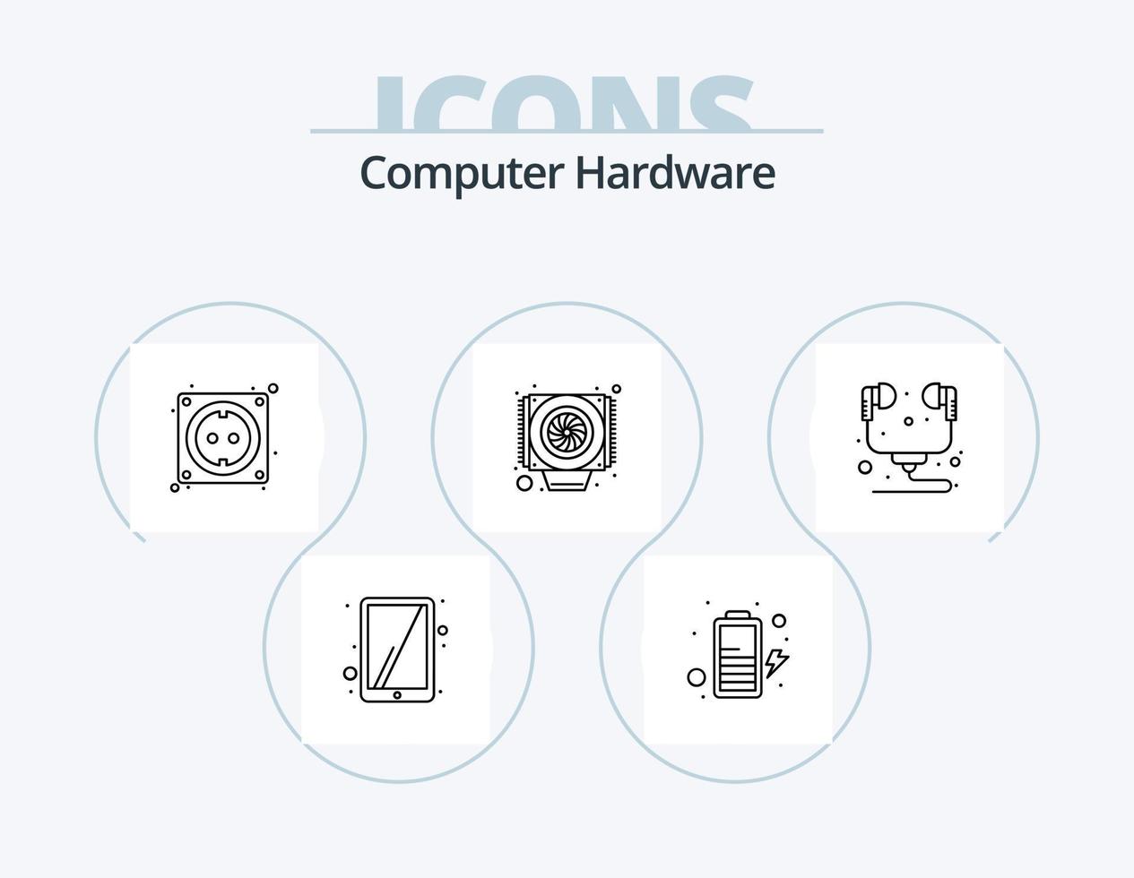 ícone de linha de hardware de computador pack 5 design de ícone. isto. computador. cabo. eletrônico. dados vetor