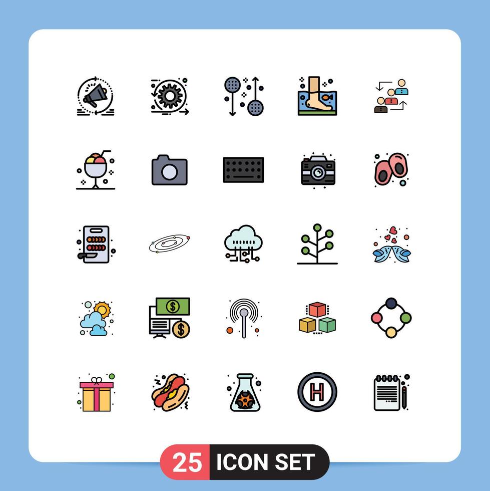 25 ícones criativos, sinais modernos e símbolos de elementos de design de vetores editáveis de corrida de peixes de spa