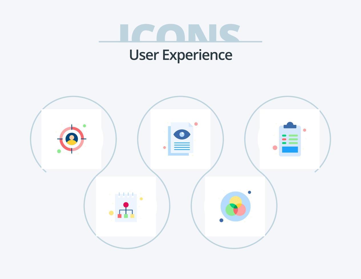 experiência do usuário flat icon pack 5 design de ícone. lista. favorito. alvo. documento. visualizar vetor