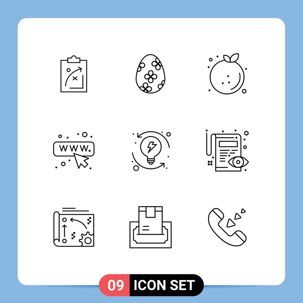 pacote de esboço de 9 símbolos universais da página da web seo ovo de páscoa comida laranja elementos de design vetorial editáveis vetor