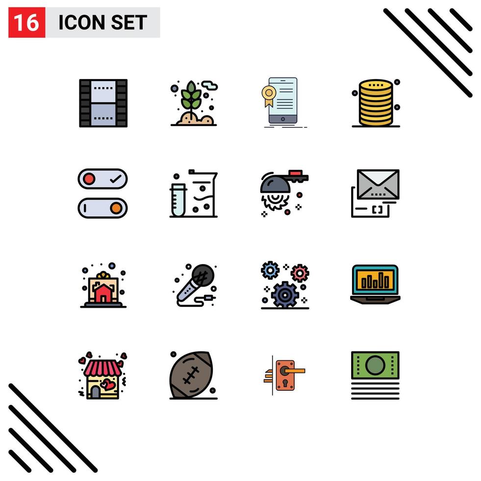 16 ícones criativos, sinais e símbolos modernos de dados do servidor, aplicativo de nuvem de trigo, elementos de design de vetores criativos editáveis