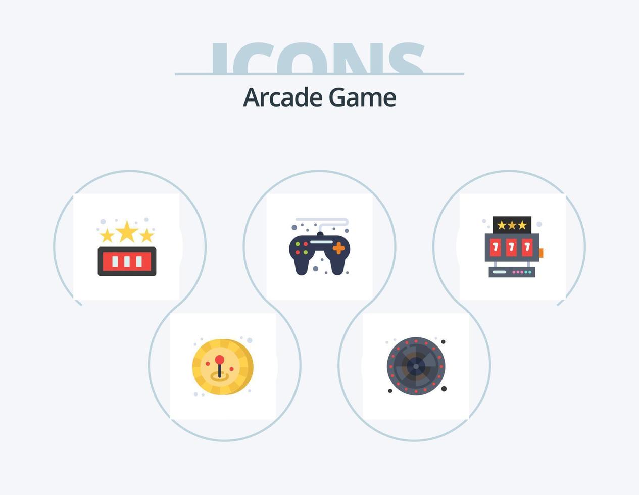 Arcade Flat Icon Pack 5 design de ícone. . estrela. diversão. caça-níqueis. jogo vetor