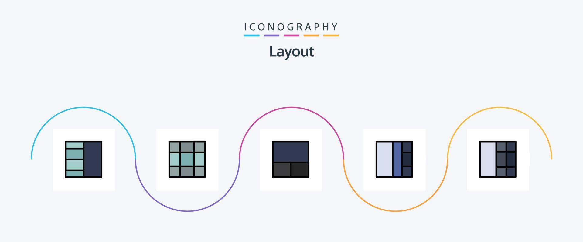 linha de layout preenchida com 5 ícones planos, incluindo . . vetor