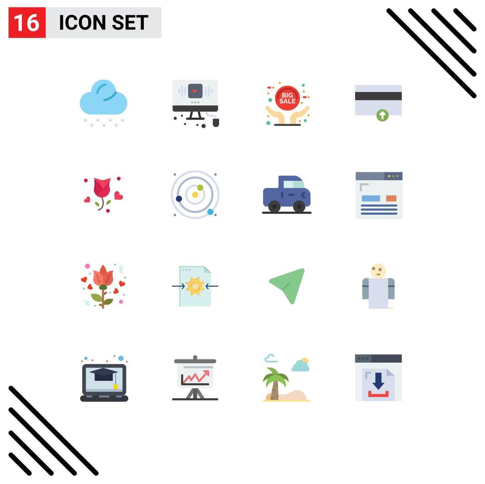 conjunto de 16 sinais de símbolos de ícones de interface do usuário modernos para pagamentos de grandes vendas de flores financiam pacote editável de elementos de design de vetores criativos