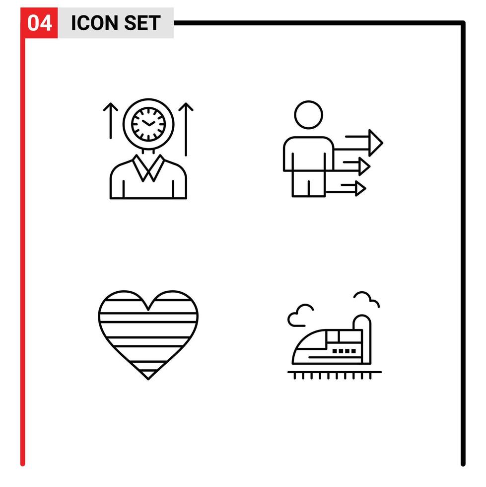Pacote de 4 linhas de interface de usuário de sinais e símbolos modernos de negócios de coração como elementos de design de vetores editáveis