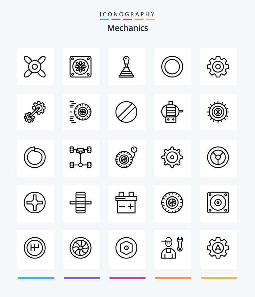 mecânica criativa 25 pacote de ícones de contorno, como roda. movimento. criar. industrial. roda dentada vetor