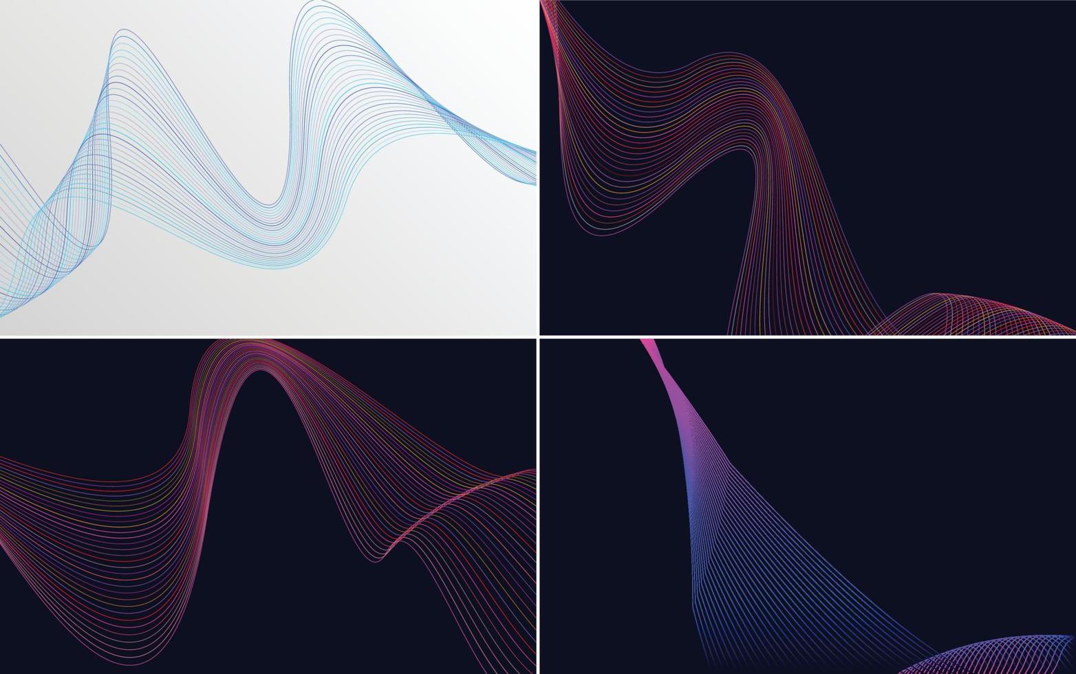 use esses fundos de padrão de onda geométrica para adicionar apelo visual aos seus projetos vetor