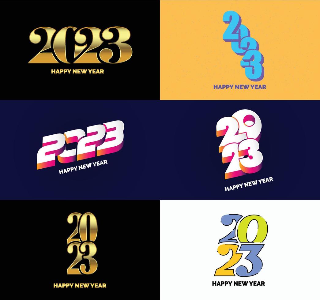 grande conjunto de design de texto de logotipo de feliz ano novo de 2023 modelo de design de número de 2023 vetor