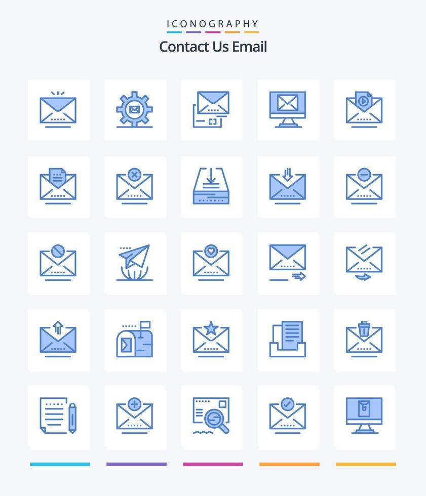 email criativo 25 pacote de ícones azuis, como marketing. novo. mensagem. e-mail. correspondência vetor