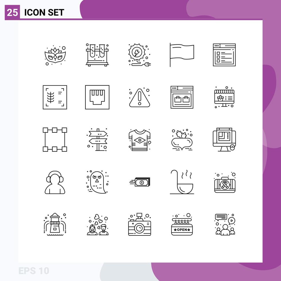25 ícones criativos sinais modernos e símbolos de página de energia da web de texto marcam elementos de design de vetores editáveis