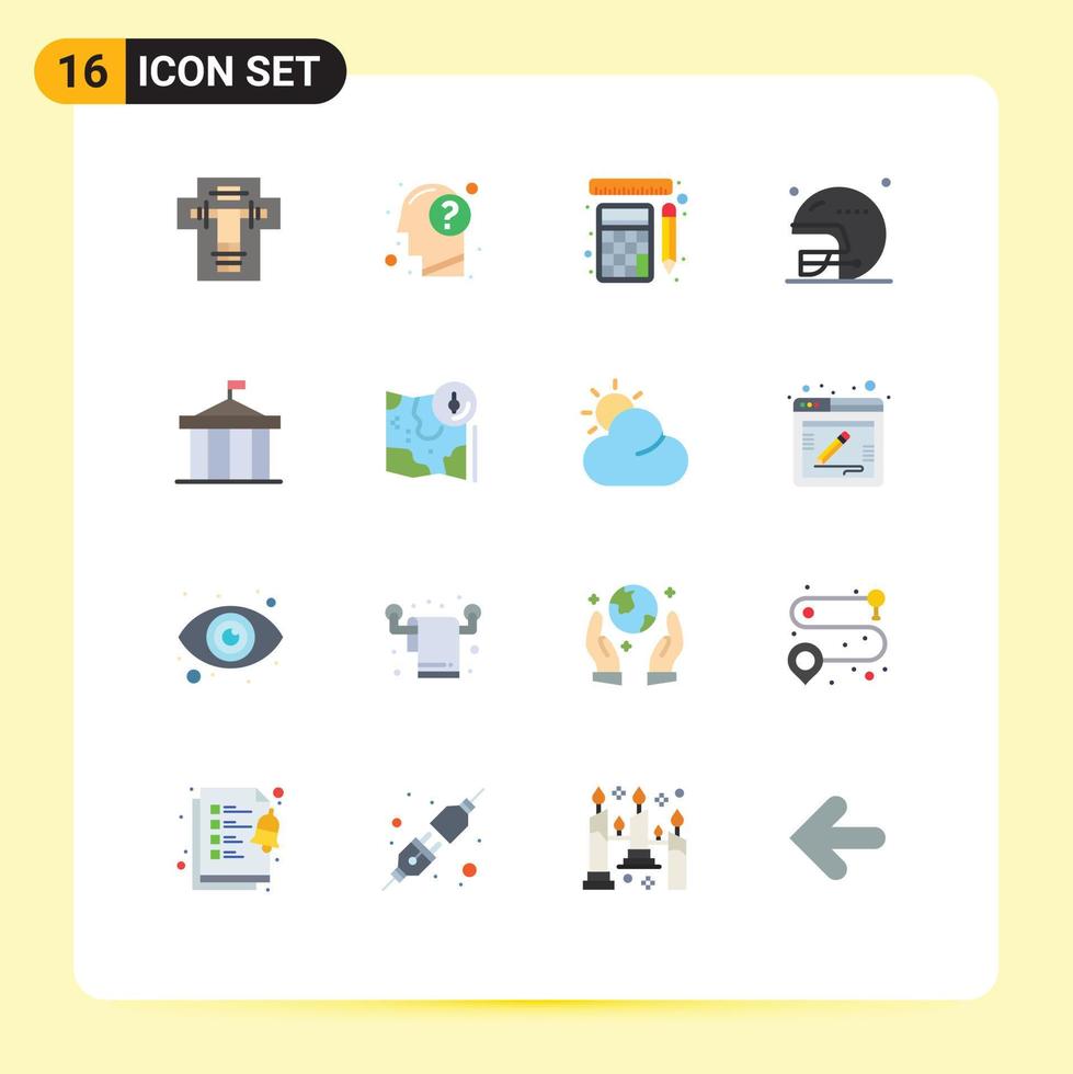 16 ícones criativos sinais e símbolos modernos de capacete esportivo governantes de futebol humano pacote editável de elementos de design de vetores criativos